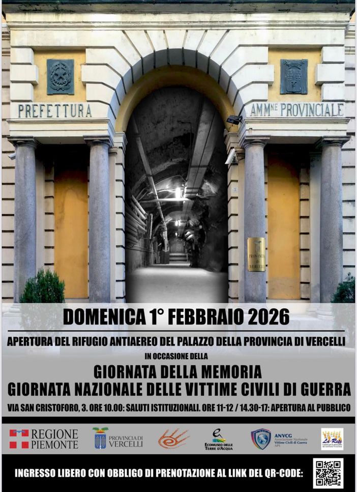 Vercelli apre al pubblico il rifugio antiaereo del Palazzo della Provincia per la Giornata della Memoria