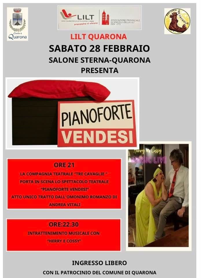 Quarona, una serata tra teatro e musica con la Lega Italiana per la Lotta contro i Tumori (LILT) Quarona, una serata tra teatro e musica con la Lega Italiana per la Lotta contro i Tumori (LILT)