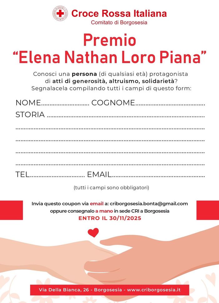 Borgosesia celebra la gentilezza: al via le segnalazioni per il Premio Bontà “Elena Nathan Loro Piana” 2025