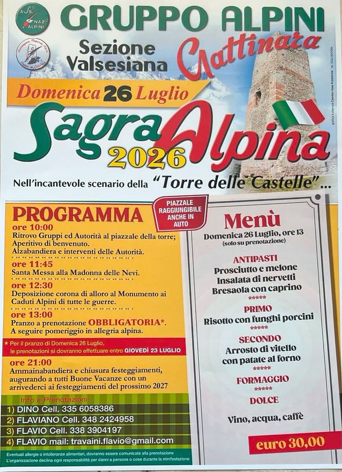 Gattinara, torna la Sagra Alpina alla Torre delle Castelle