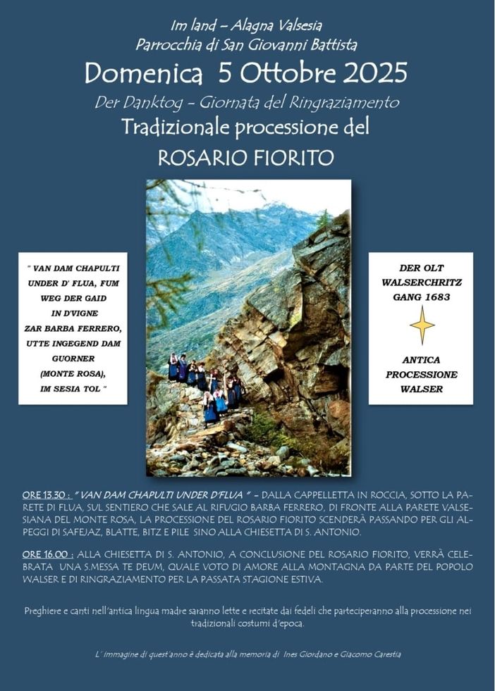 Alagna, oggi la tradizionale processione del Rosario Fiorito