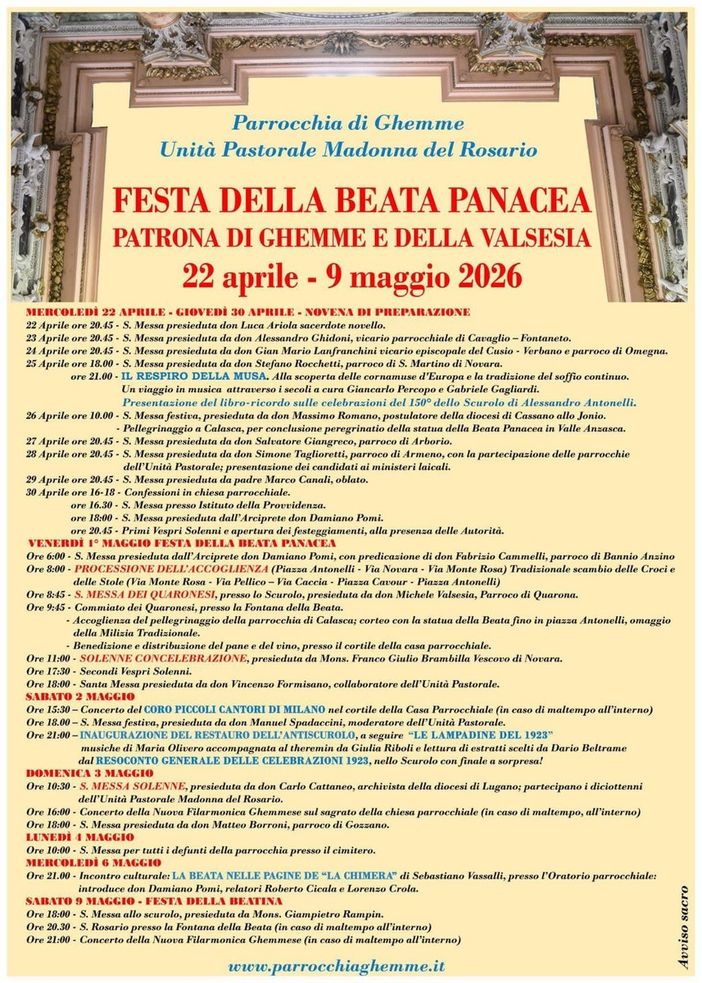 Ghemme celebra la Beata Panacea, patrona della città e della Valsesia