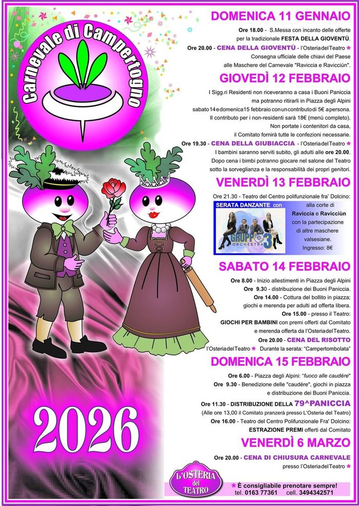 Campertogno, il Carnevale 2026 si apre con la Festa della Gioventù e la consegna delle chiavi