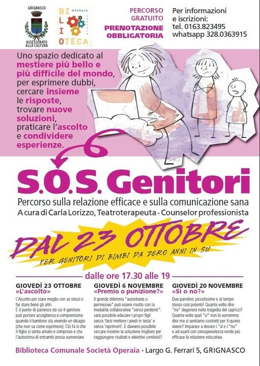 Grignasco, al via “S.O.S. Genitori”: un percorso gratuito per migliorare la comunicazione in famiglia