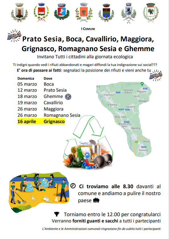 A Grignasco la tradizionale giornata ecologica A Grignasco la tradizionale giornata ecologica