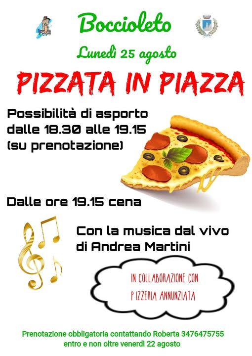 A Boccioleto, "Pizzata in Piazza", musica dal vivo e tanto divertimento