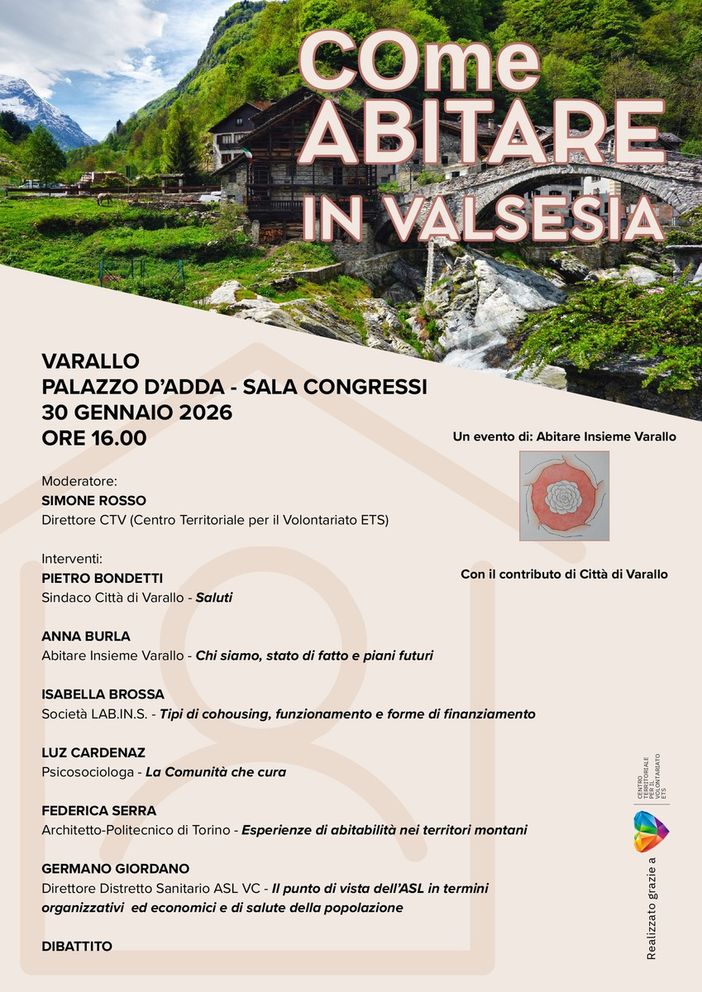 Varallo, incontro pubblico su cohousing e comunità: al Palazzo D’Adda si parla di “Come abitare in Valsesia” Varallo, incontro pubblico su cohousing e comunità: al Palazzo D’Adda si parla di “Come abitare in Valsesia”