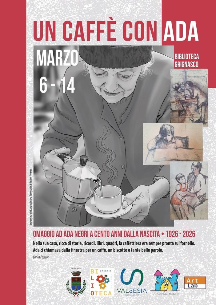 Grignasco celebra Ada Negri con “Un caffè con Ada”: mostra in biblioteca per il centenario della nascita Grignasco celebra Ada Negri con “Un caffè con Ada”: mostra in biblioteca per il centenario della nascita