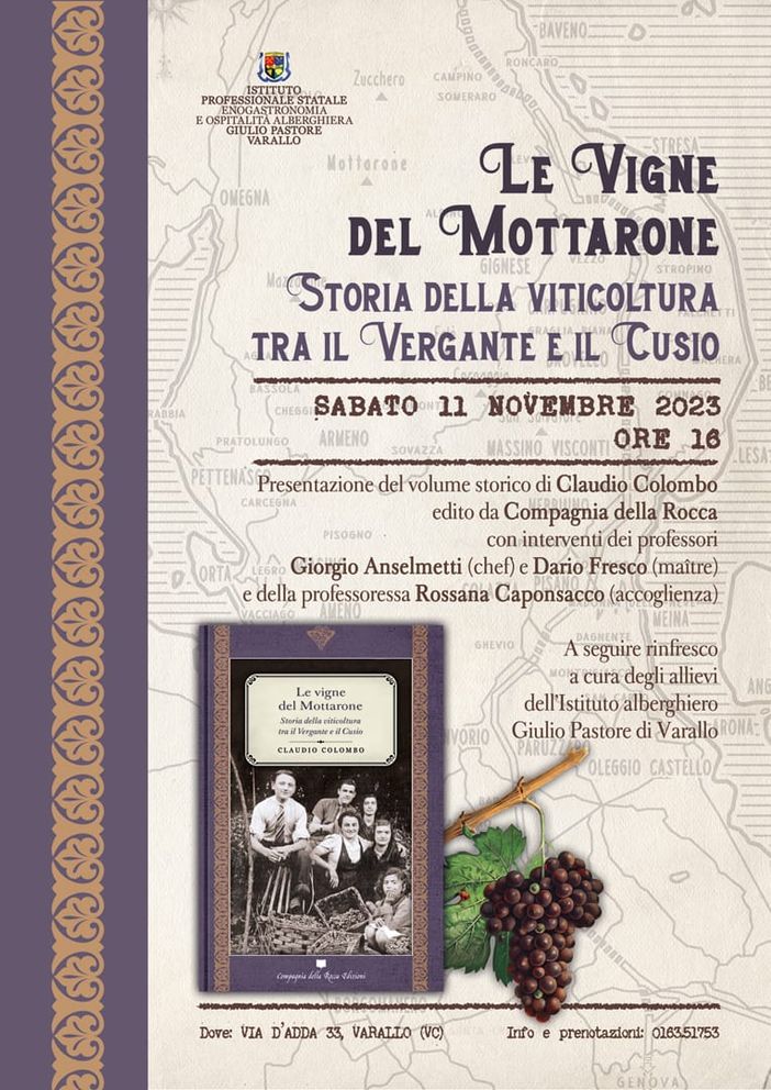 Varallo, “Le vigne del Mottarone”: una ricerca storica per raccontare i vigneti del territorio. Varallo, “Le vigne del Mottarone”: una ricerca storica per raccontare i vigneti del territorio.