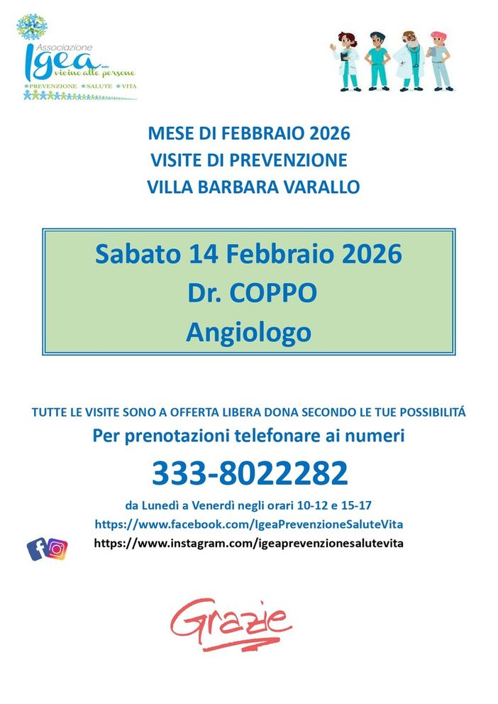 Varallo, visite di prevenzione a Villa Barbara: il 14 febbraio ambulatorio con l’angiologo Coppo