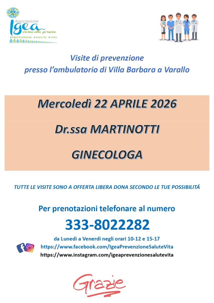 Varallo e Valduggia, ad aprile tornano le visite di prevenzione promosse da Igea