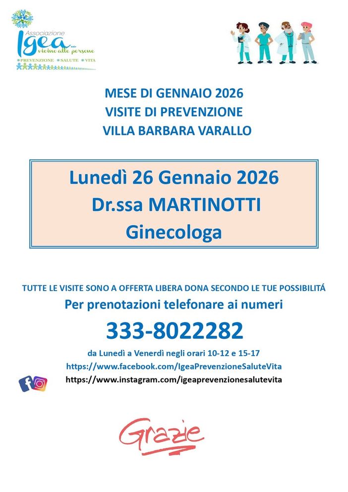 Varallo e Coggiola, visite ginecologiche di prevenzione a offerta libera con l’associazione Igea Varallo e Coggiola, visite ginecologiche di prevenzione a offerta libera con l’associazione Igea