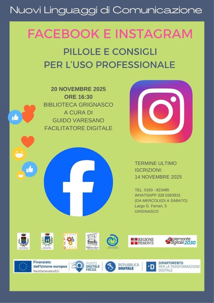 Grignasco, la biblioteca ospita una lezione pratica sui social con Guido Varesano