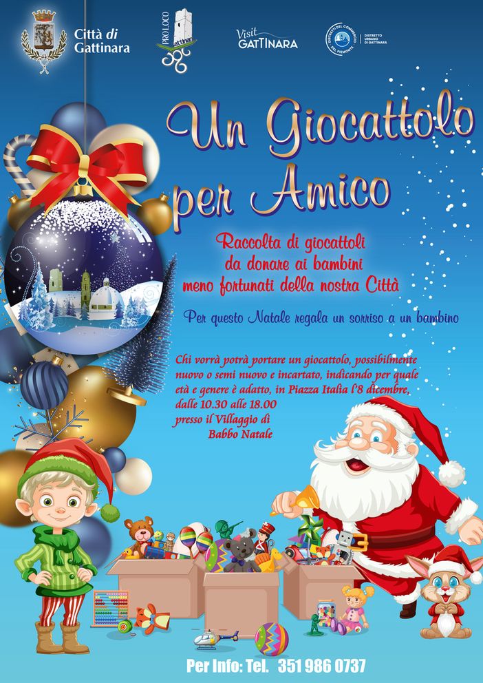 Gattinara si prepara a “Un Giocattolo per Amico”: l’8 dicembre torna la raccolta solidale per i bambini