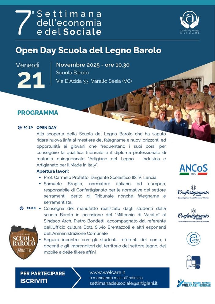 Varallo, la Scuola del Legno Barolo apre le porte agli studenti con un Open Day dedicato al futuro dell’artigianato Varallo, la Scuola del Legno Barolo apre le porte agli studenti con un Open Day dedicato al futuro dell’artigianato