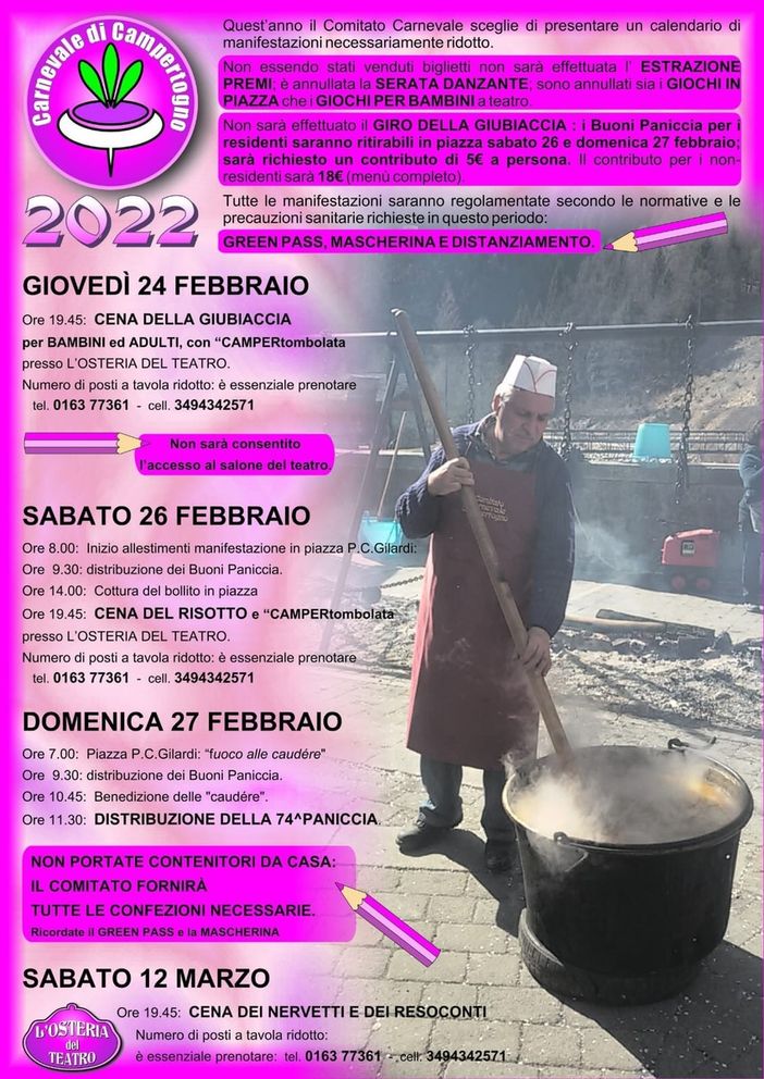 Campertogno, denso programma di eventi per il carnevale 2022 Campertogno, denso programma di eventi per il carnevale 2022
