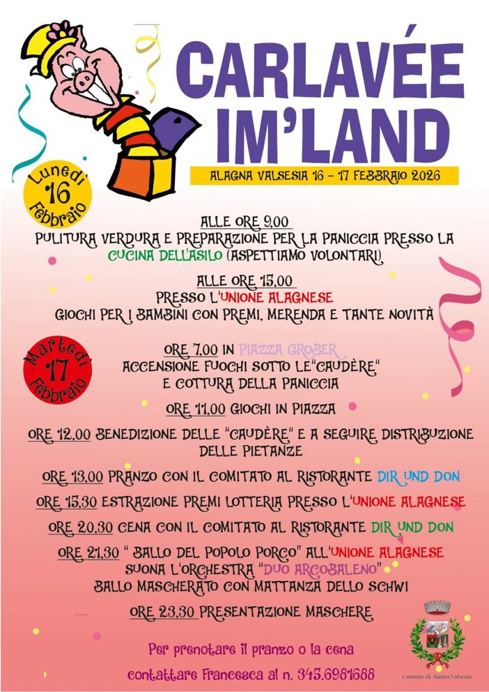 Ad Alagna Valsesia due giorni di Carnevale tra “caudére”, giochi e Ballo del Popolo Porco Ad Alagna Valsesia due giorni di Carnevale tra “caudére”, giochi e Ballo del Popolo Porco