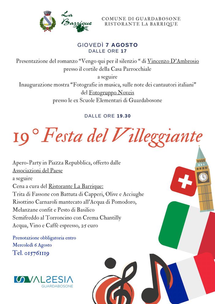 Guardabosone: giovedì 7 agosto ritorna la 19ª edizione della Festa del Villeggiante