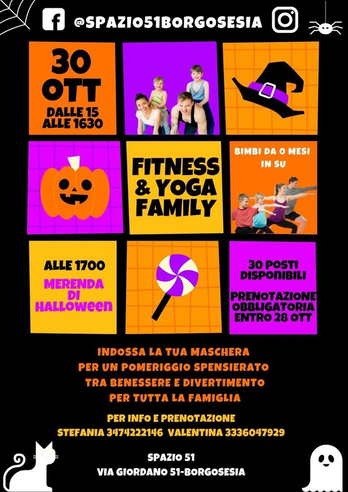 FITNESS & YOGA FAMILY: Halloween tra benessere e divertimento a Borgosesia FITNESS & YOGA FAMILY: Halloween tra benessere e divertimento a Borgosesia