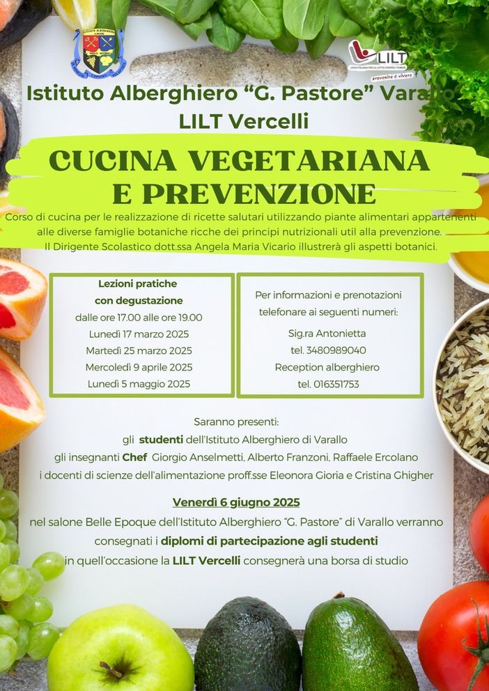 Corso di cucina vegetariana e prevenzione con l'istituto alberghiero di Varallo Corso di cucina vegetariana e prevenzione con l'istituto alberghiero di Varallo