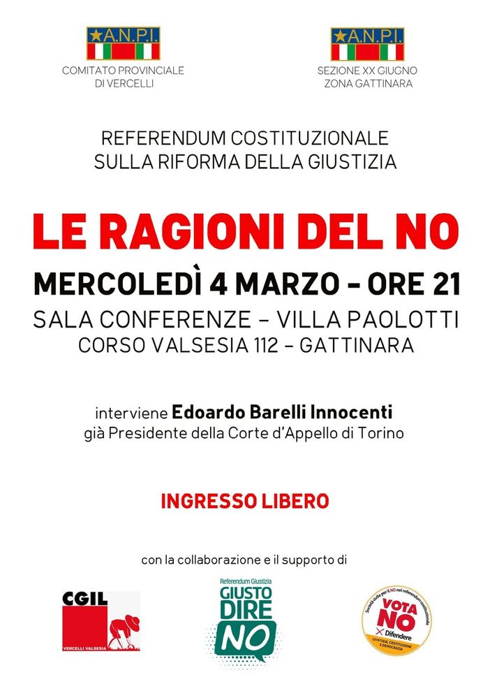 A Gattinara un incontro sul referendum costituzionale sulla riforma della giustizia: “Le ragioni del No” a Villa Paolotti A Gattinara un incontro sul referendum costituzionale sulla riforma della giustizia: “Le ragioni del No” a Villa Paolotti