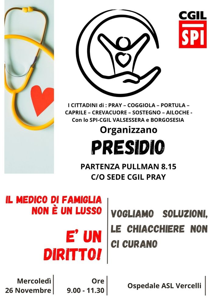 Mobilitazione dei cittadini della Valsessera e della Valsesia: presidio all’ASL di Vercelli per il diritto al medico di famiglia Mobilitazione dei cittadini della Valsessera e della Valsesia: presidio all’ASL di Vercelli per il diritto al medico di famiglia