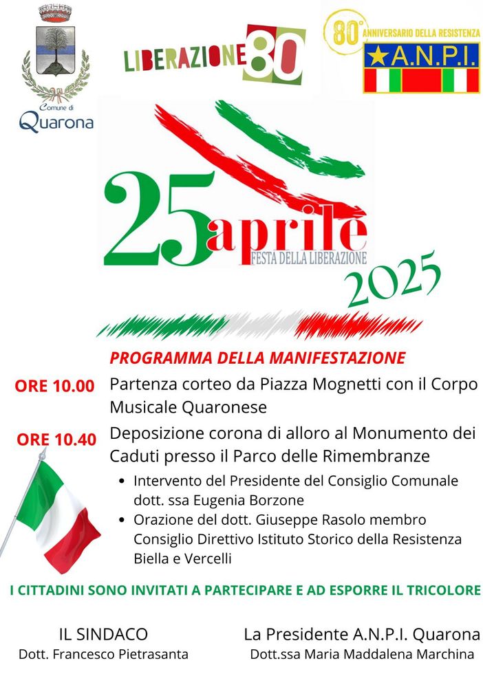25 aprile, le commemorazioni a Quarona 25 aprile, le commemorazioni a Quarona