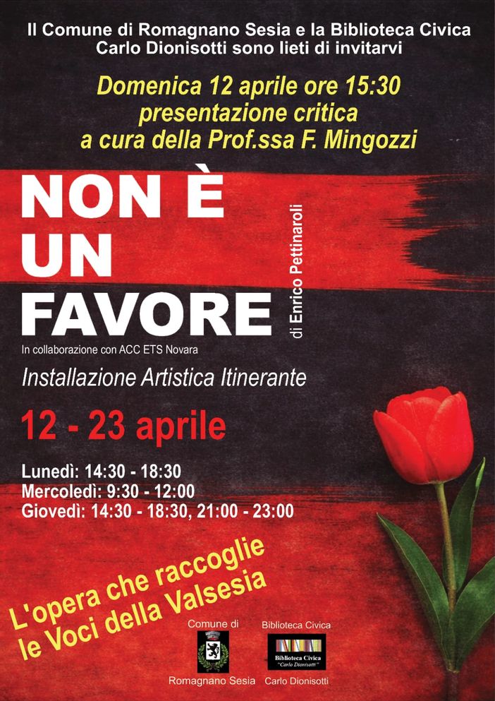 Romagnano: "Non è un favore", parole che diventano opera Romagnano: "Non è un favore", parole che diventano opera