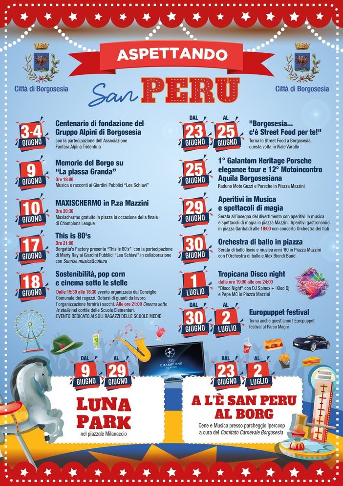 Borgosesia comunica il programma degli eventi di giugno