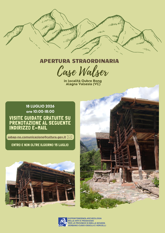 Alagna Valsesia, apertura straordinaria delle Case Walser a Oubre Rong