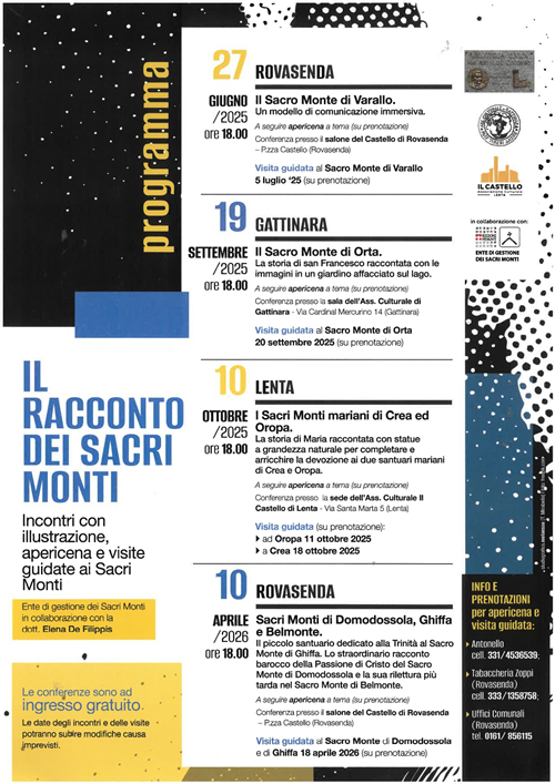 "Il racconto dei Sacri Monti": primo appuntamento venerdì 27 giugno al castello di Rovasenda