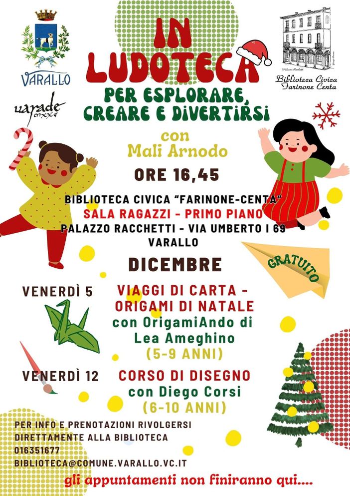 Laboratori per bambini: a Varallo dicembre si accende di creatività tra origami, disegno e giochi d’inverno