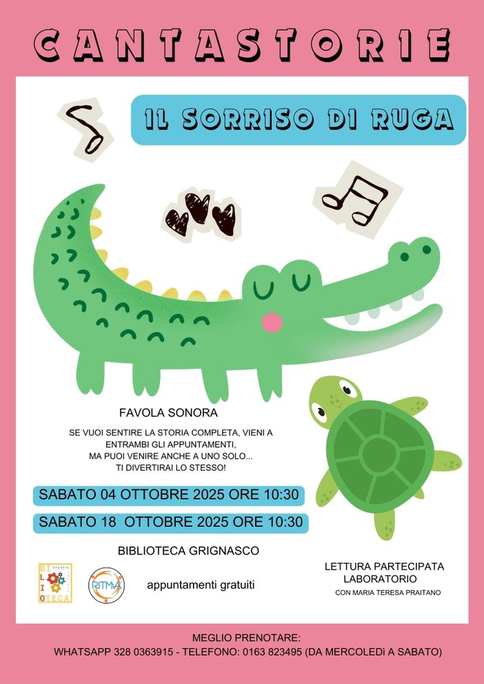 Grignasco: "Il sorriso di Ruga", una favola sonora in biblioteca tra parole, musica e creatività"
