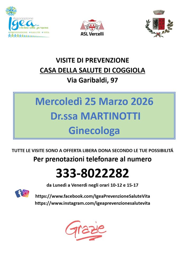 Coggiola, visite ginecologiche di prevenzione alla Casa della Salute: appuntamento il 25 marzo