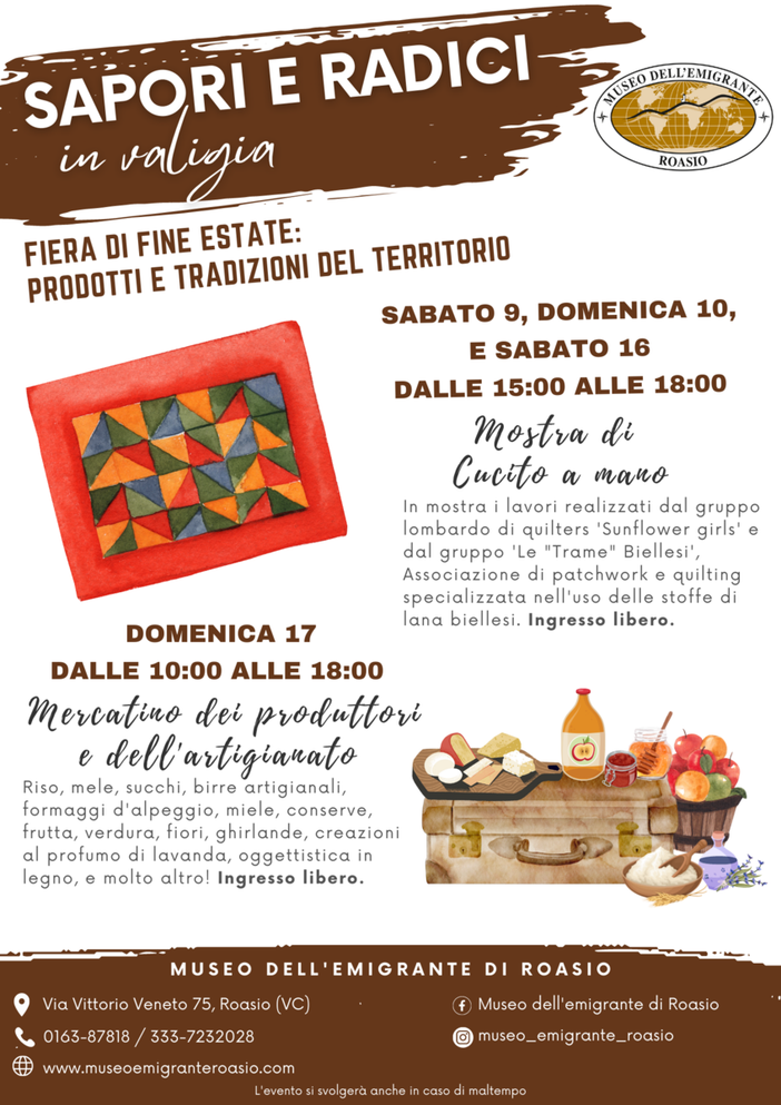 Fiera di fine estate al Museo dell'emigrante di Roasio Fiera di fine estate al Museo dell'emigrante di Roasio