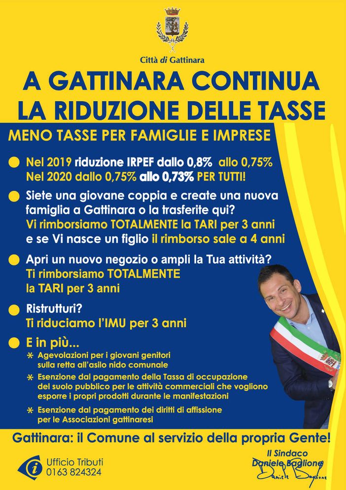 A Gattinara continua la riduzione delle tasse