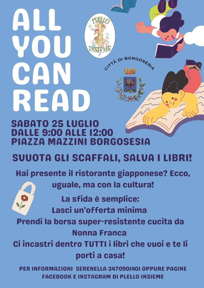 A Borgosesia arriva “All you can read”: libri da portare a casa con una piccola offerta