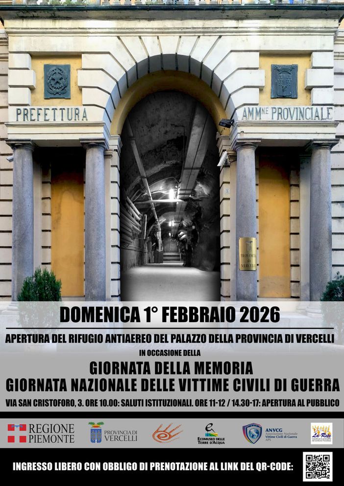 Vercelli apre le porte del Rifugio antiaereo del Palazzo della Provincia per la Giornata della Memoria