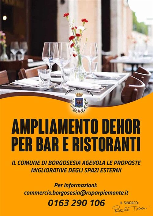 Borgosesia: Dehor per bar e ristoranti, il Comune agevola gli spazi esterni