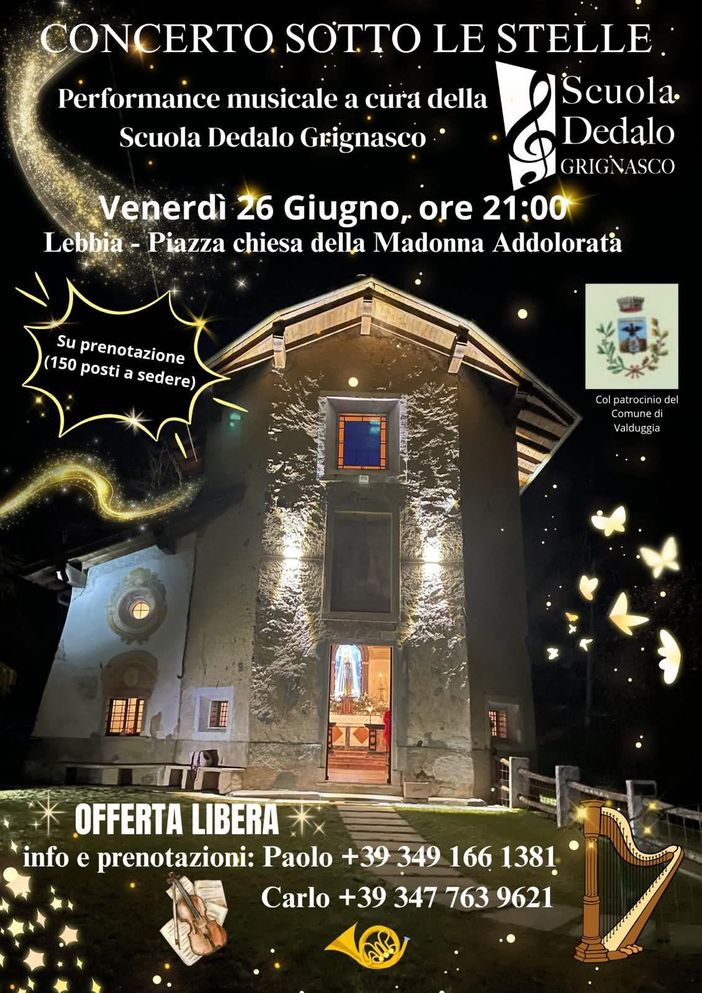 A Lebbia un concerto sotto le stelle con la Scuola Dedalo di Grignasco A Lebbia un concerto sotto le stelle con la Scuola Dedalo di Grignasco