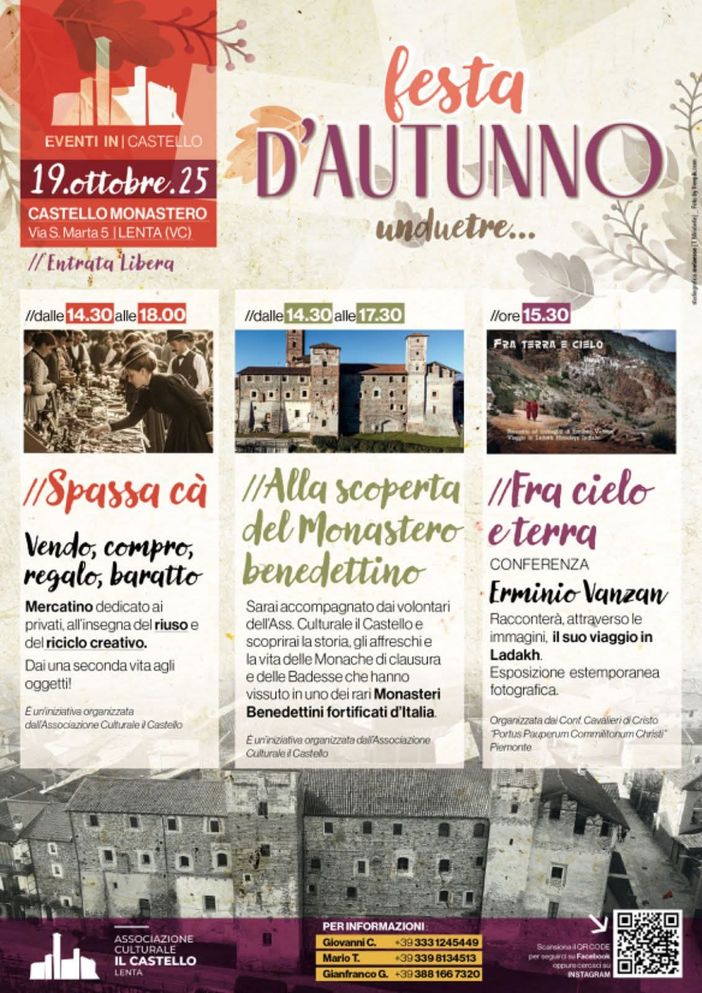Lenta celebra la “Festa d’Autunno” al Castello Monastero: tra mercatini, visite guidate e conferenze