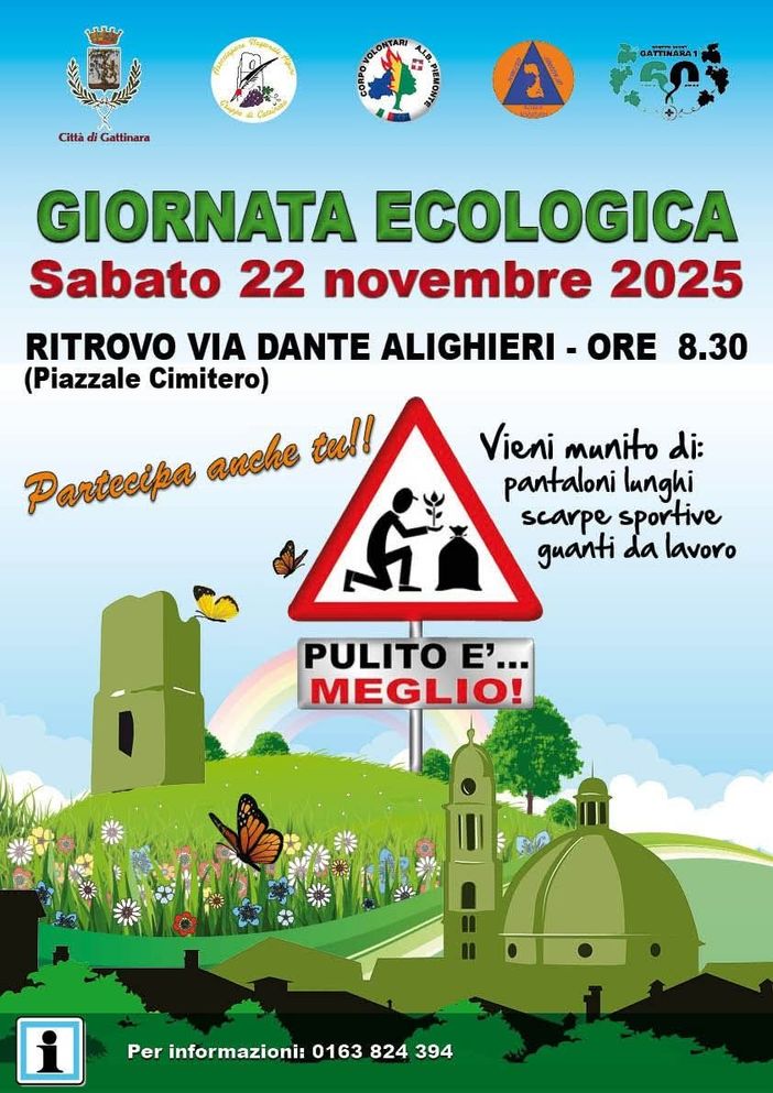 Gattinara, il 22 novembre torna la Giornata Ecologica: appuntamento in via Dante Alighieri alle 8.30