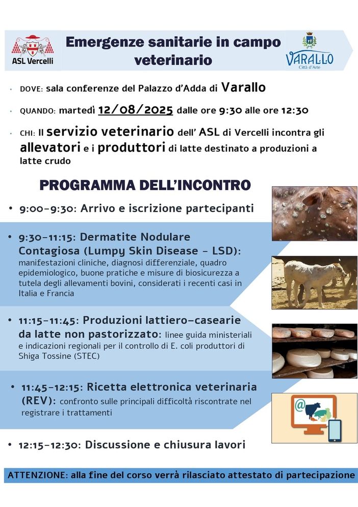 A Varallo, un incontro formativo destinato agli allevatori e produttori di latte crudo