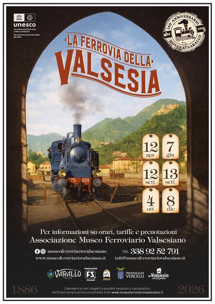 Varallo in fiore, il 12 aprile arriva il primo treno storico del 2026 sulla ferrovia della Valsesia Varallo in fiore, il 12 aprile arriva il primo treno storico del 2026 sulla ferrovia della Valsesia