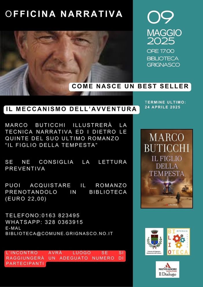 Alla biblioteca di Grignasco l'incontro: "Come nasce un bestseller - Il meccanismo dell'avventura" Alla biblioteca di Grignasco l'incontro: "Come nasce un bestseller - Il meccanismo dell'avventura"