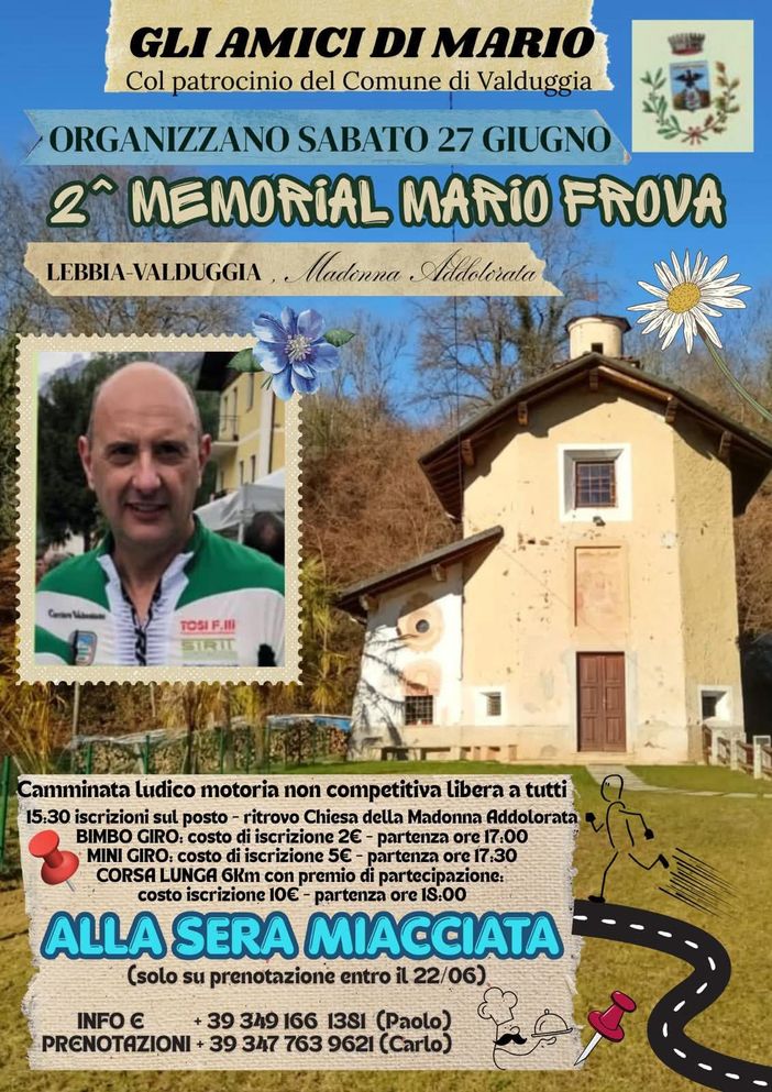 A Lebbia il secondo Memorial Mario Frova: camminata e miacciata in ricordo di Mario A Lebbia il secondo Memorial Mario Frova: camminata e miacciata in ricordo di Mario