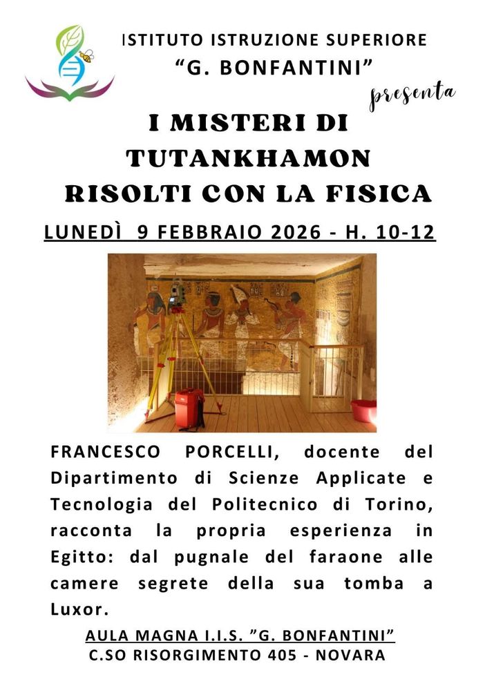 Novara, al “Bonfantini” un incontro su Tutankhamon tra fisica e archeologia