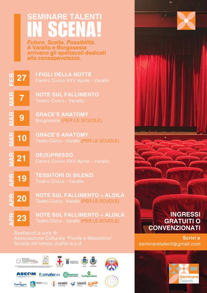 “Seminare Talenti in scena”: a Varallo e Borgosesia il teatro parla ai giovani