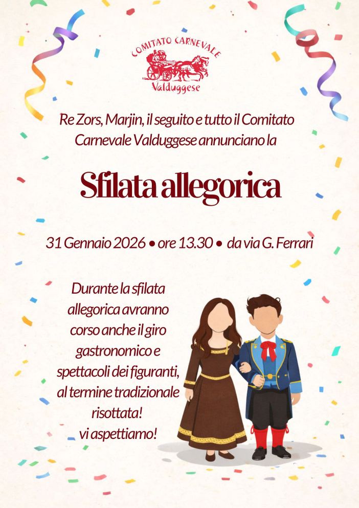 Valduggia pronta alla sfilata allegorica del Carnevale: appuntamento con Re Zors e Marjin