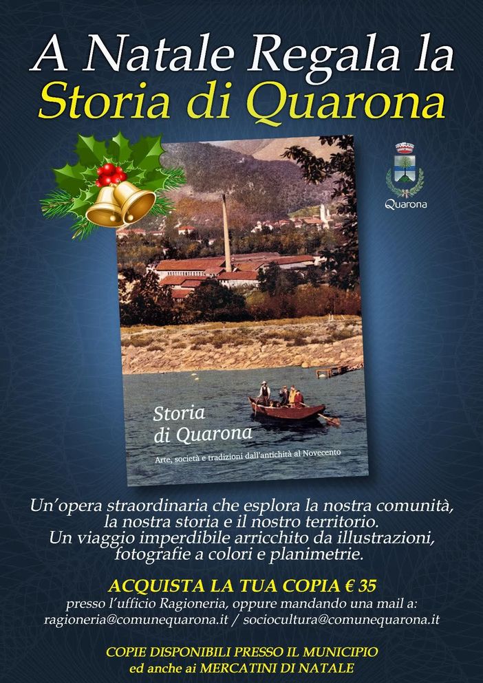 A Natale arriva un regalo speciale per riscoprire Quarona: disponibile il volume “Storia di Quarona”